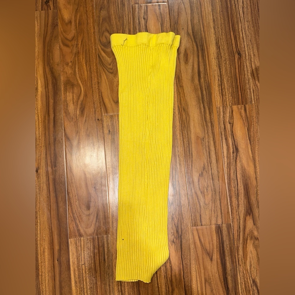 Yellow Ribbed knit bodycon Midi skirt